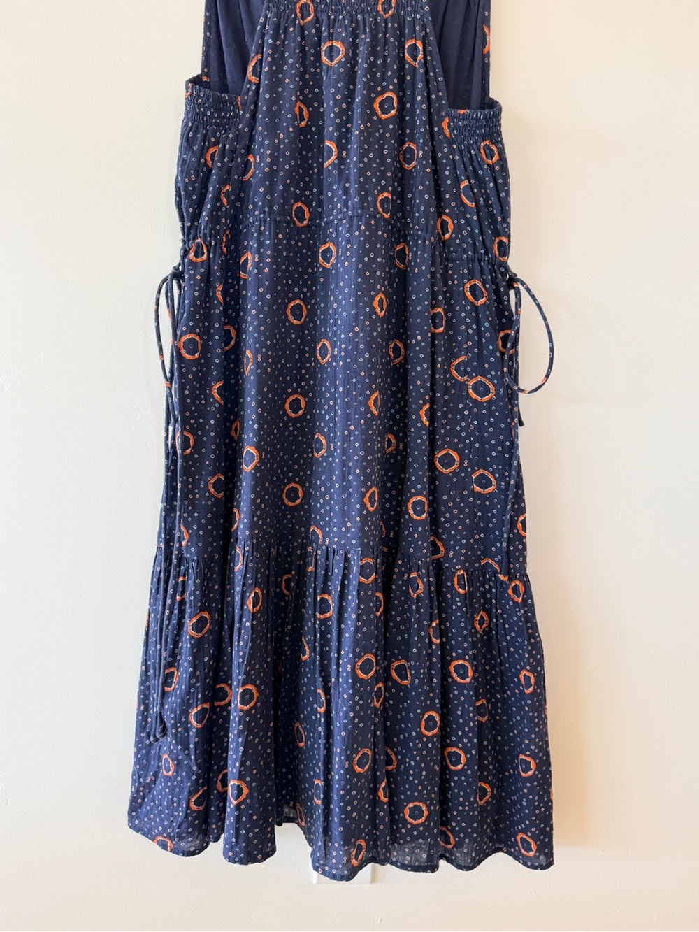 Apiece Apart Daphne Dress in Shibori Dot Midi Navy Blue Orange Womens Small - Picture 11 of 16